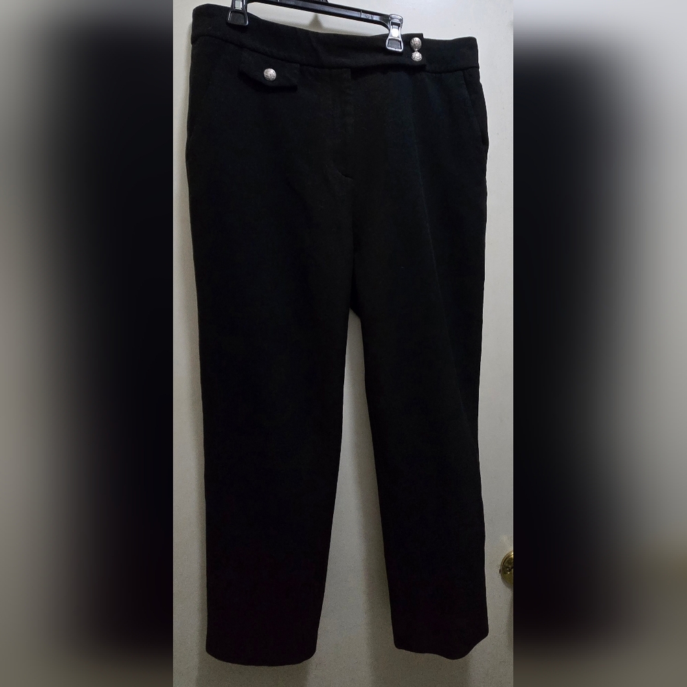 Veronica Beard Renzo Black Slim-leg Cropped Flap-pocket Trousers, size 14
